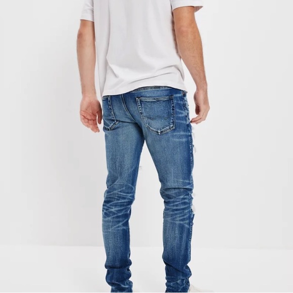 Blue American Eagle Men’s Ripped Skinny Jeans Size 31x32 Barely Worn - Picture 2 of 10